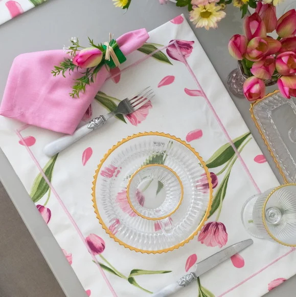 Kit Mesa Posta Dia das Mães Tulipas 4 Lugares