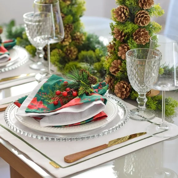 Mesa Posta de Natal Verde e Branco 8 Lugares - foto 1