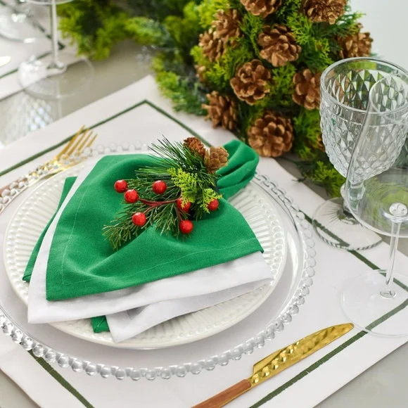 Mesa Posta de Natal Verde e Branco 8 Lugares - foto 1