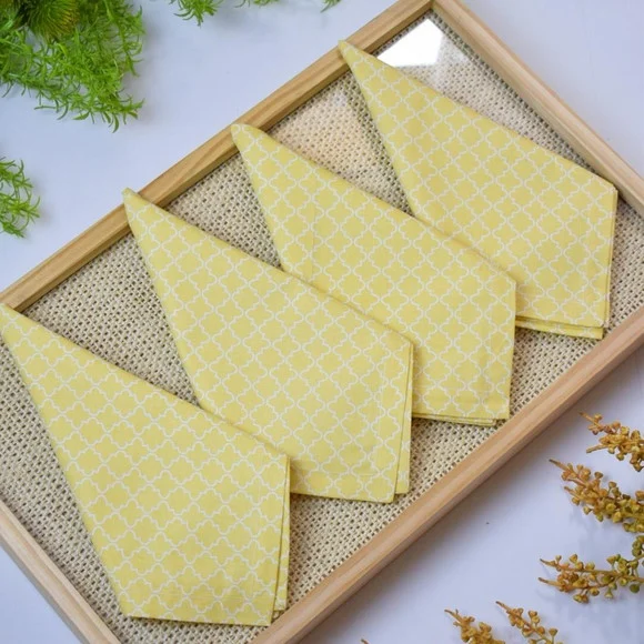 Guardanapo de Algodão Amarelo Estampado 4 Unidades - foto 1