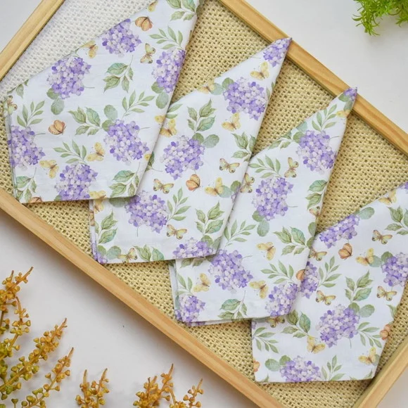 Guardanapo de Algodão Estampado Hortênsia / 4 Unidades - foto 1