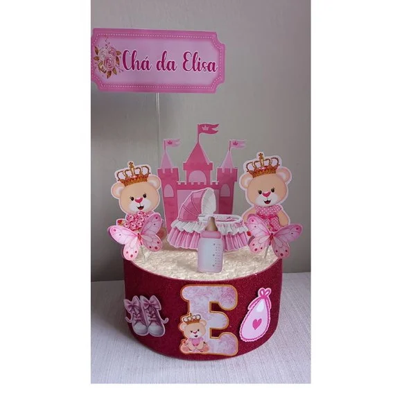 Topo de Bolo Chá de Bebe Ursinha Princesa