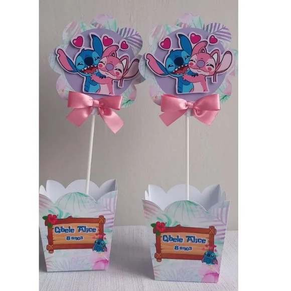 Centro de Mesa Stitch e Angel