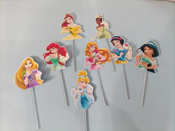 Kit com 48 Topper Cupcake Princesas