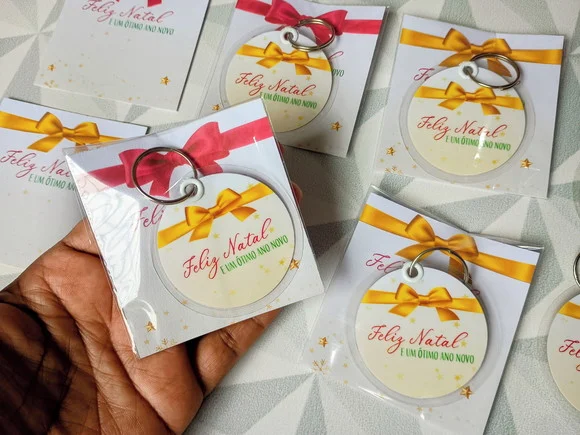 Chaveiro com Tag - Brinde Personalizado de Natal e Ano Novo