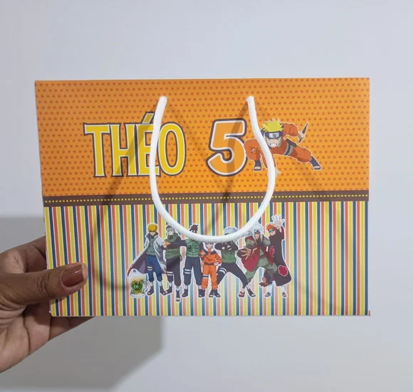 Sacola de Papel Personalizada Tema Naruto 15a x 20l - foto 1