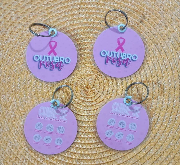 Chaveiro Outubro Rosa Brinde Personalizado - foto 1