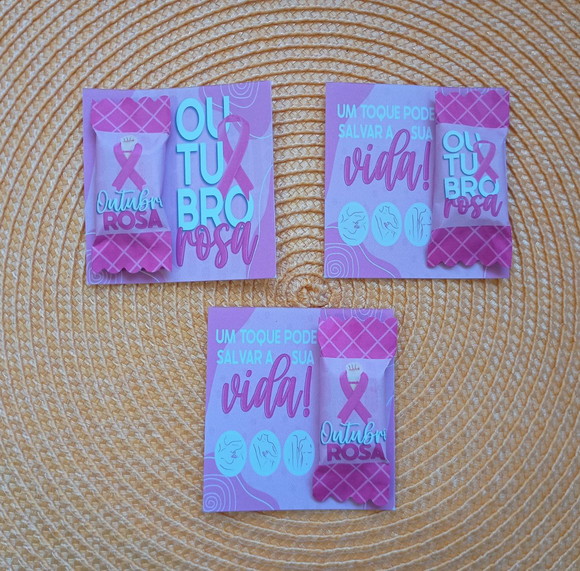 Card com Bala Personalizada Brindes Outubro Rosa - foto 1