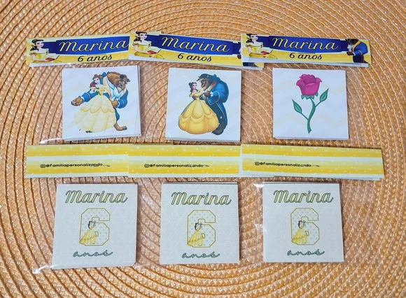 Jogo da Memória 6 Pares a Bela e a Fera - Frente e Verso - foto 1