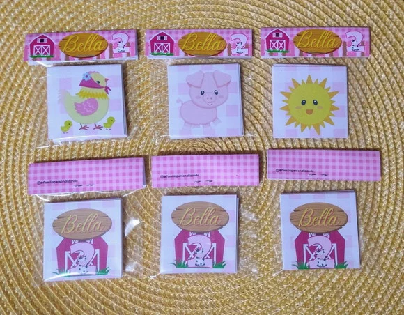 Jogo da Memória 6 Pares Fazendinha Rosa - Frente e Verso - foto 1