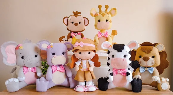 Safari em Feltro - 25cm - 7 Peças - foto 1