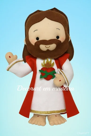 Sagrado Coração de Jesus Boneco Feltro 26 cm - foto 1