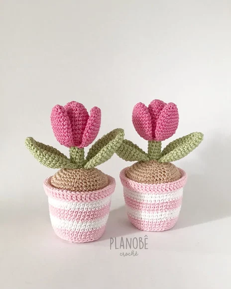 2 Vasos de Flor Amigurumi -tulipas - foto 1
