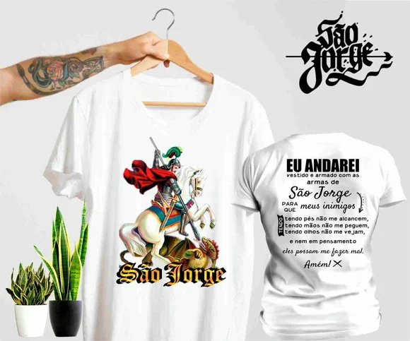 Camiseta São Jorge "guerreiro de Fé" - Estampa Frente e Vers - foto 1
