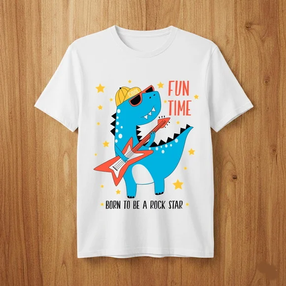 Camiseta Dinossauro Rock Star Infantil - foto 1