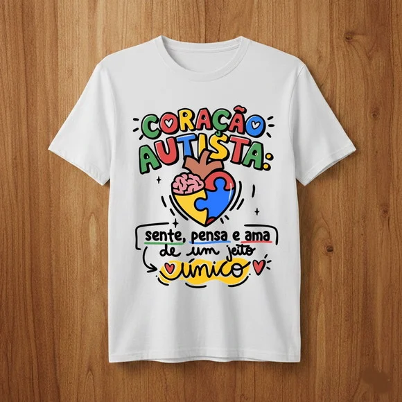 Camiseta Coração Autista Tea Conscientização - foto 1