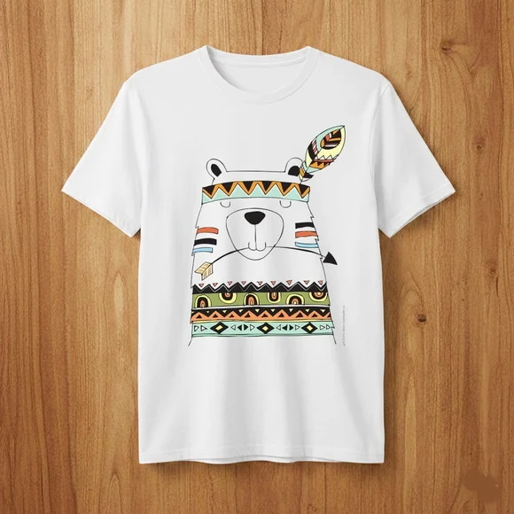 Camiseta Urso Tribal Boho Estilo e Conforto - foto 1