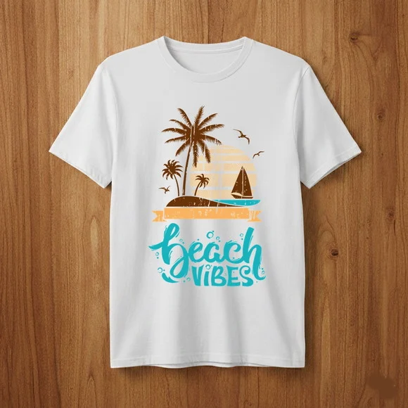 Camiseta Beach Vibes Verão Estampa Praiana