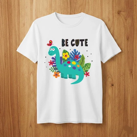 Camiseta Dinossauro Estilo Minimalista Be Cute