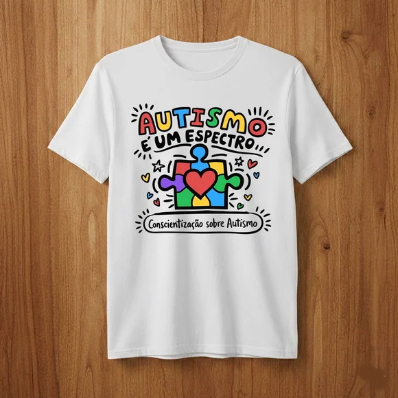 Camiseta Autismo Conscientização Tea Quebra-cabeça e Amor - foto 1