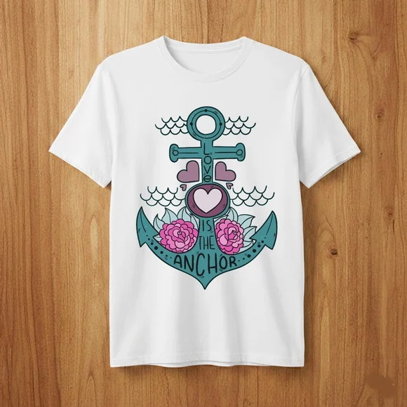Camiseta Âncora Nautical Style - Minimalista - Unissex e Bab