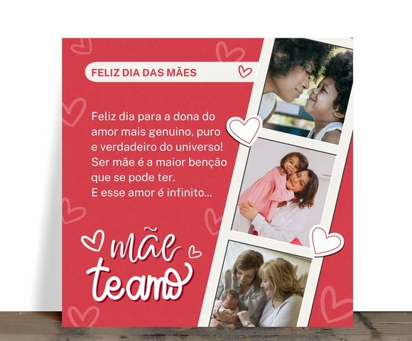 Azulejo Personalizado Feliz Dia das Mães com 3 Fotos - foto 1