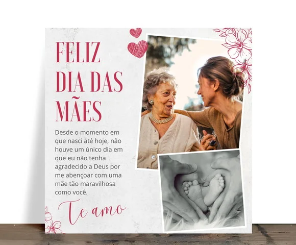 Azulejo Personalizado Feliz Dia das Mães com 2 Fotos - foto 1