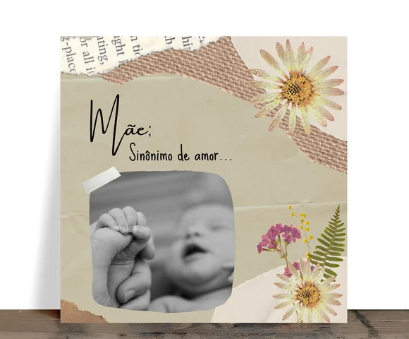 Azulejo Personalizado Mãe Sinônimo de Amor Estilo Scrapbook - foto 1