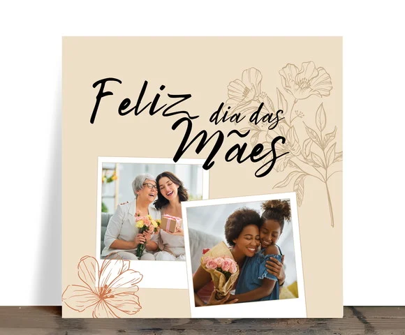 Azulejo Personalizado Feliz Dia das Mães com 2 Fotos - foto 1