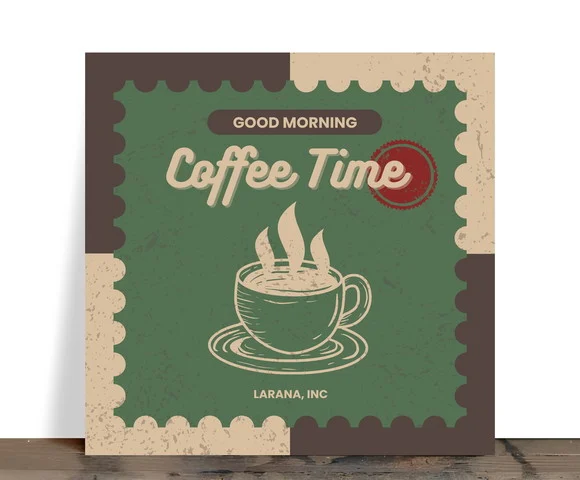 Azulejo Decorativo Vintage Coffee Time Selo Postal 15x15