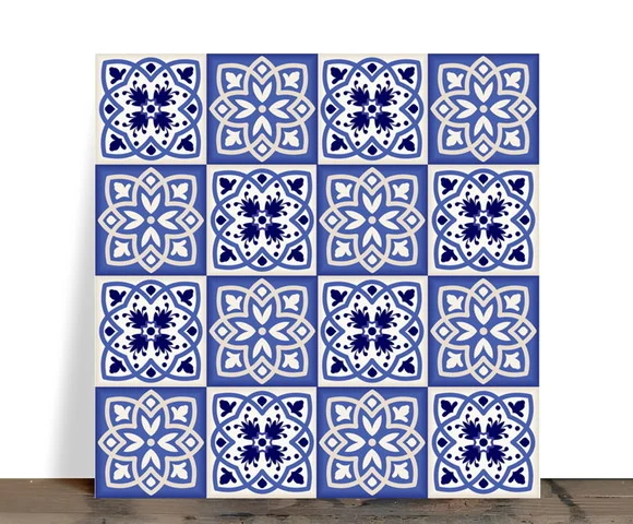 Azulejo Decorativo Mosaico Português Azul e Branco 15x15