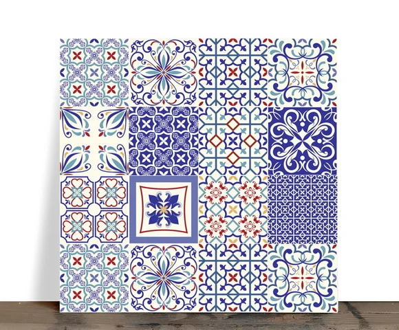 Azulejo Decorativo Mandala Portuguesa Azul 15x15 Cerâmica