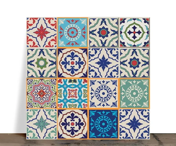 Azulejo Decorativo Mosaico Mandala Floral Colorida 15x15