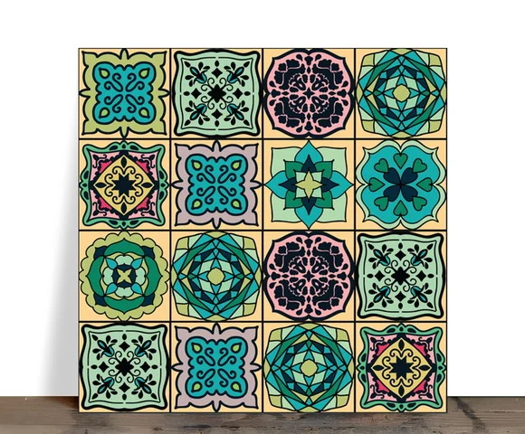 Azulejo Decorativo Mosaico Mandalas Verdes 15x15 Cerâmica