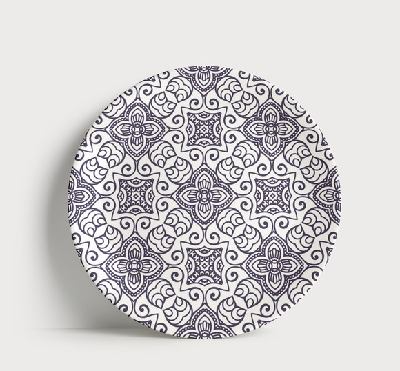 Prato Decorativo Mandala Rendada Monocromática 21cm Porcelan