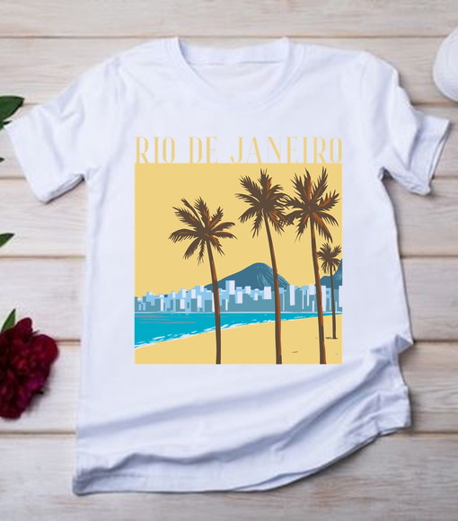 Camiseta Rio de Janeiro Estampa Retro Paisagem - foto 1