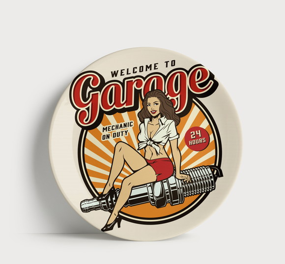 Prato Decorativo Garage Mechanic On Duty - Porcelana 21cm - foto 1