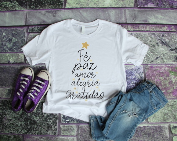 Camiseta Reveillon Fé, Paz, Amor e Gratidão - foto 1