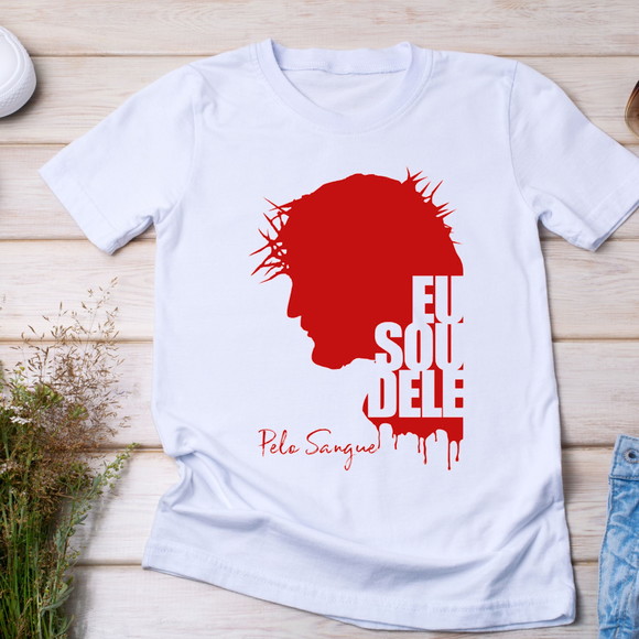 Camiseta Religiosa Eu Sou Dele - Silhueta de Cristo - foto 1