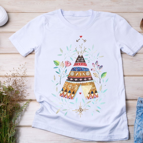 Camiseta Boho Style - Tenda Tribal com Aquarela - foto 1