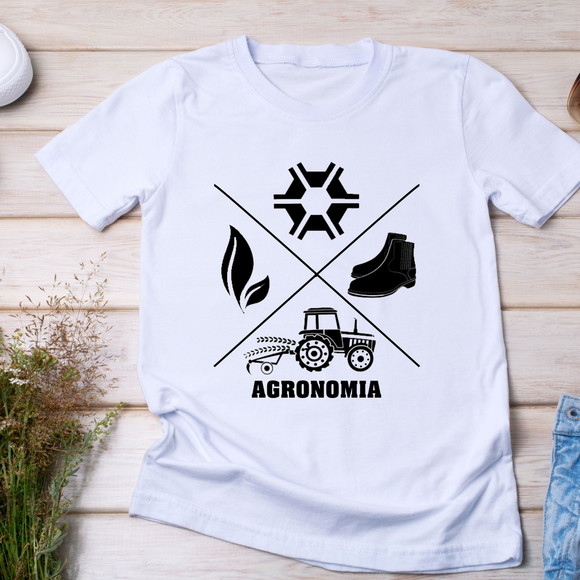 Camiseta Profissão Agronomia - Trator, Bota e Símbolos - foto 1