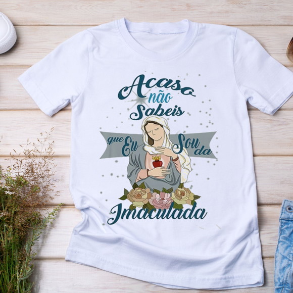 Camiseta Acaso Não Sabeis Que Eu Sou da Imaculada - foto 1