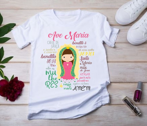 Camiseta Religiosa Ave Maria ? Fé e Proteção - foto 1