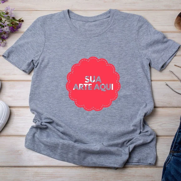 Camiseta Cinza Mescla Personalizada ? Unissex e Babylook - foto 1