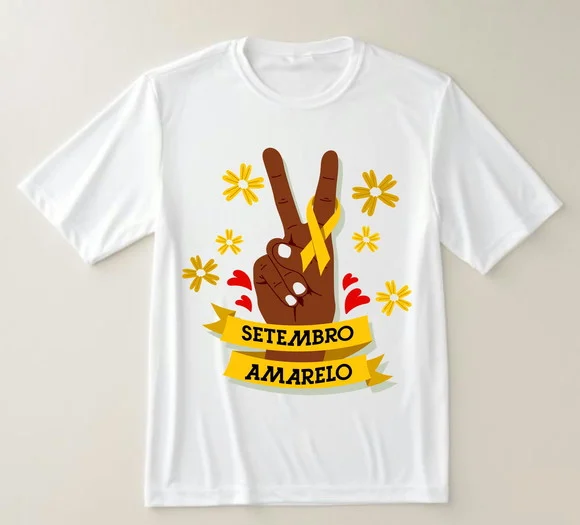 Camiseta Setembro Amarelo Paz, Amor e Conscientização - foto 1
