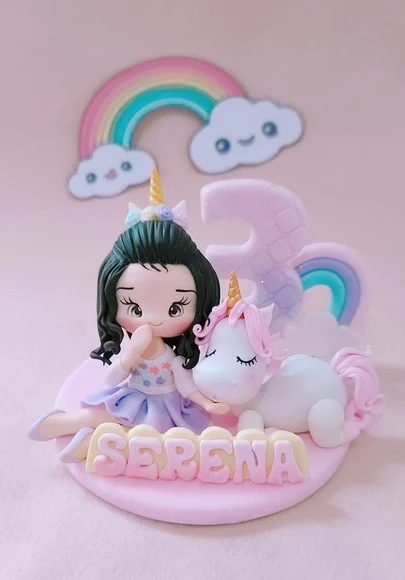 Topo de Bolo Unicornio Biscuit - foto 1