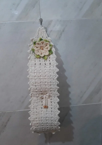 Porta Papel Higiênico em Crochê Flor Gomos - 2 Rolos - foto 1