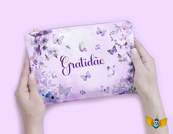 Necessaire Gratidão Borboletas Lilás - foto 1