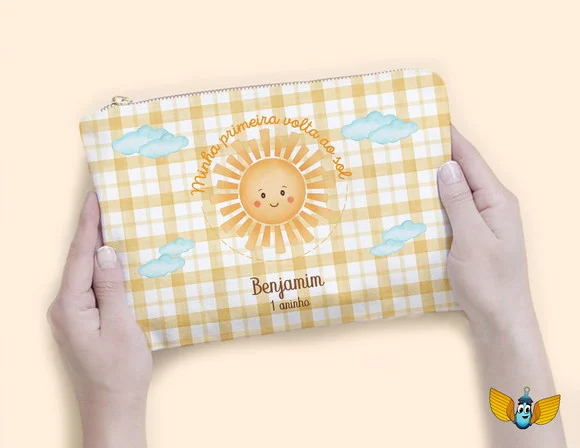 Necessaire Primeira Volta ao Sol Xadrez - foto 1
