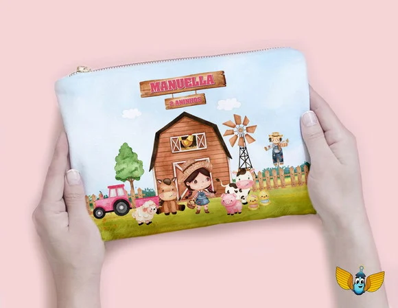 Necessaire Fazendinha Aquarela - Personalizada